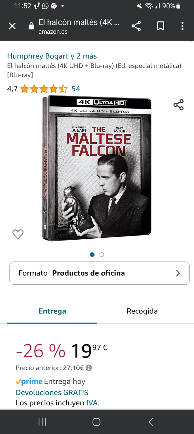 Ofertaza Steelbook "El Halcón Maltés" 4K en Amazon
