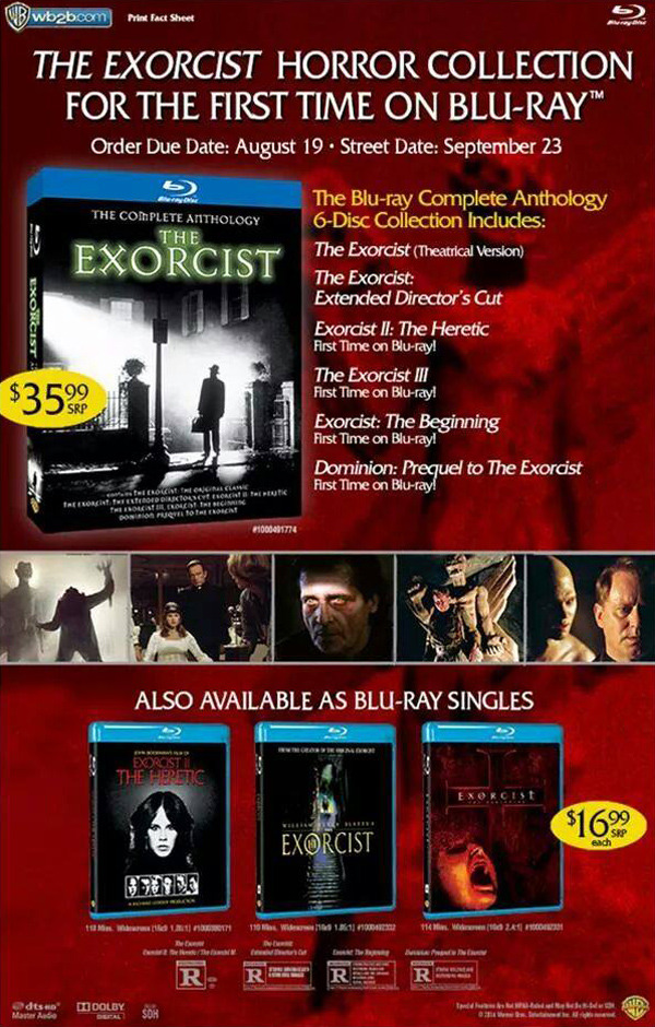 The Exorcist Anthology Bluray en USA para Septiembre