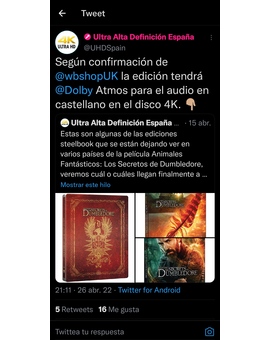Dolby Atmos Audio Castellano Secretos de Dumbledore 