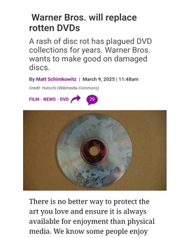 Warner Brothers quiere reemplazar los discos a los afectados con Disk Rot