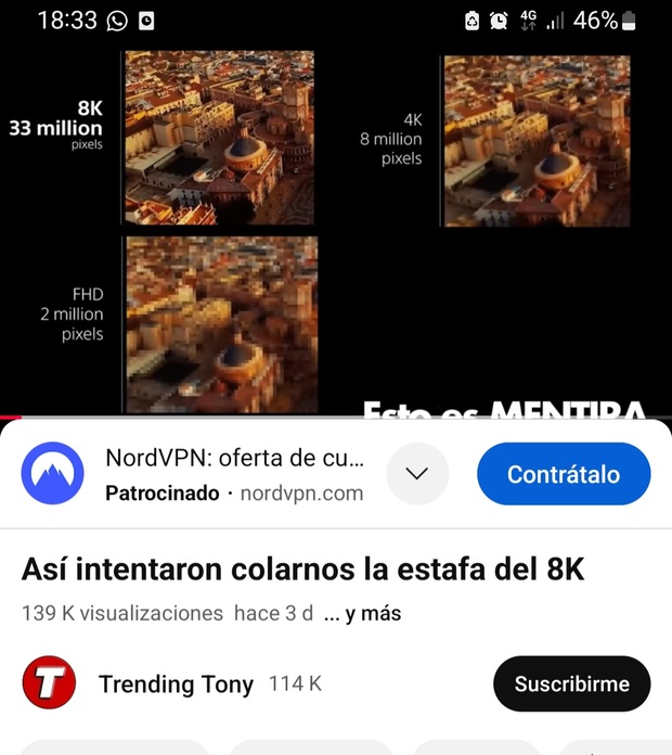 Así intentaron colarnos la estafa del 8K. Video enlace.