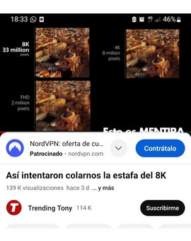 Así intentaron colarnos la estafa del 8K. Video enlace.