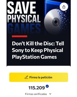Firma y apoya al formato físico en videojuegos...mañana podrían ser las películas...