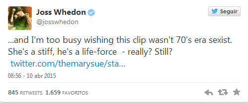 Joss Whedon tacha de "sexista de los años 70" al último clip de 'Jurassic World' (contiene SPOILER sobre el clip de JW).