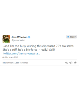 Joss Whedon tacha de "sexista de los años 70" al último clip de 'Jurassic World' (contiene SPOILER sobre el clip de JW).