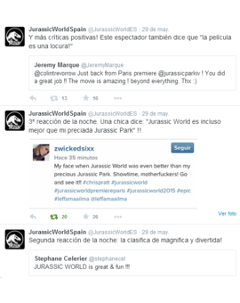 Primeras críticas tras la premier de JURASSIC WORLD ayer en París.