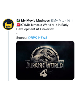 Según Daniel Richtman,Jurassic World 4 (Jurassic Park 7) será una realidad.