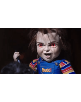 El nuevo Chucky enfadado a que viene los ojos rojos?