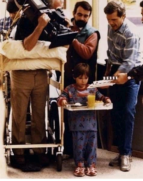 El pequeño Andy durante el rodaje de Child's play