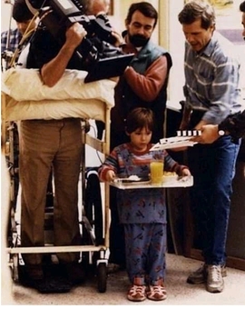 El pequeño Andy durante el rodaje de Child's play