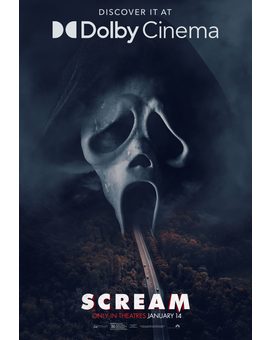 Brutal póster de Scream para cines Dolby.