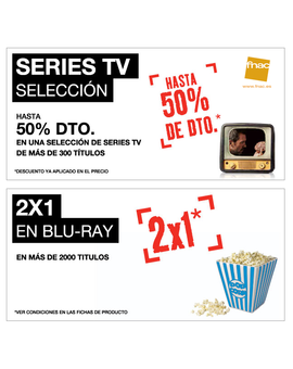 50% en series y 2X1 en Blu rays en Fnac.