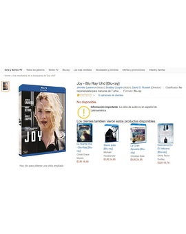 Joy UHDBD cancelada y no disponible en amazon. ¿Esperanza o directamente no se edita?