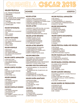 Oscas 2015: Quinielas de l@s usuari@s