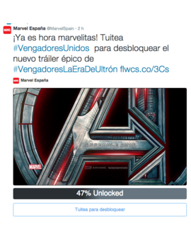 Tuitea #VengadoresUnidos  para desbloquear el nuevo tráiler épico de #VengadoresLaEraDeUltrón