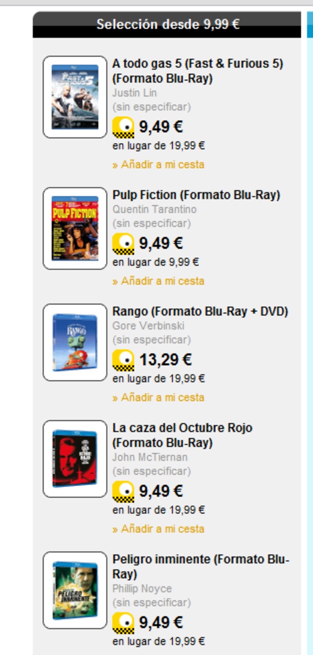 Blu Ray a 9,90€ Fnac.es