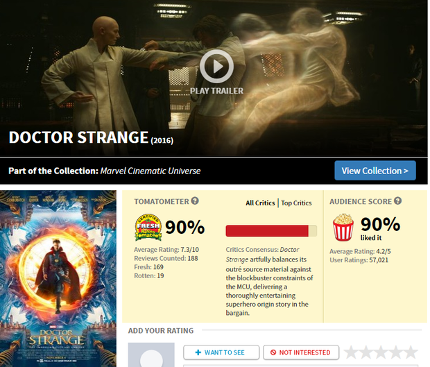 - Espectacular arranque de 'Doctor Extaño' en Rotten -