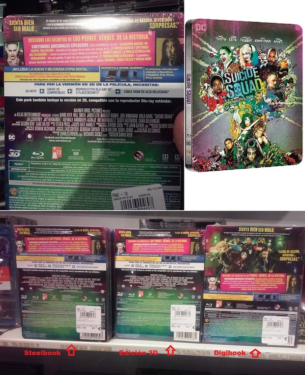 El steelbook de 'Escuadrón suicida' NO tiene versión extendida.