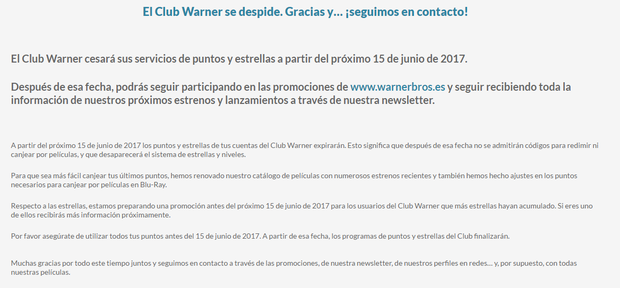 - Último día de Club Warner -