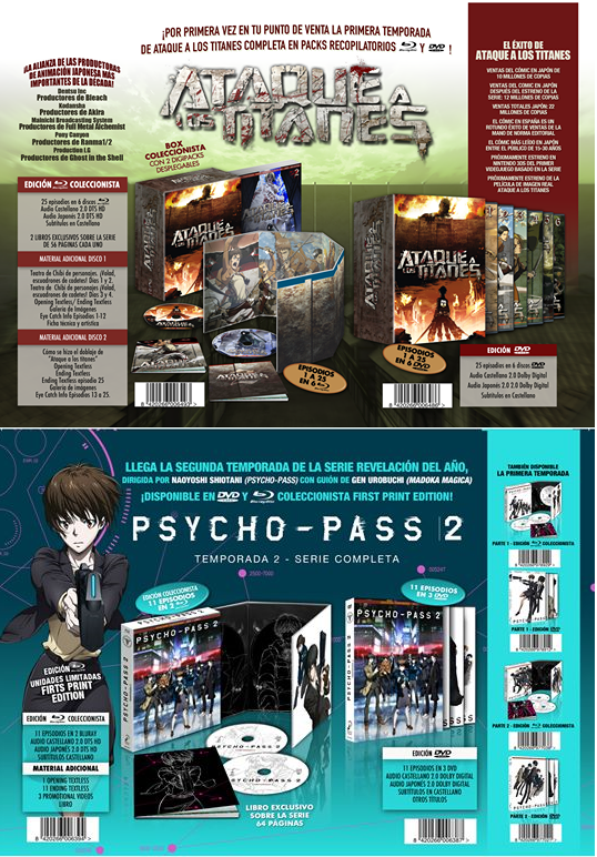 'Ataque a los titanes' y 'Psycho Pass' (28 de junio temporadas completas)