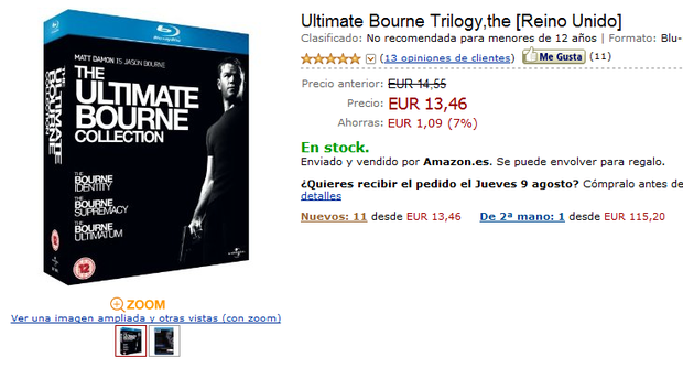 Trilogía Bourne en Amazon.es -13,46€-