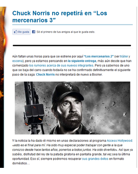 Chuck Norris no saldrá en los Mercenarios 3