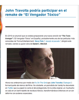 John Travolta ¿En el remake del Vengador Tóxico?