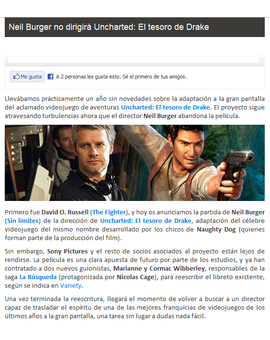 ¿Quien dirigirá la película de Uncharted?