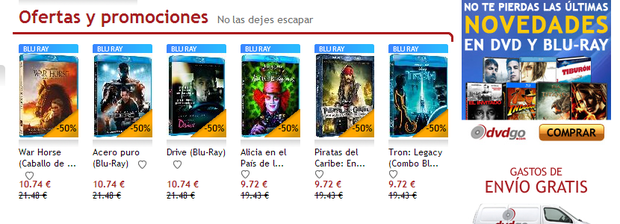 Ofertas en DVDgo (Varias películas con mas de 50% de descuento