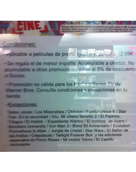 Excepciones del 2x1 fnac