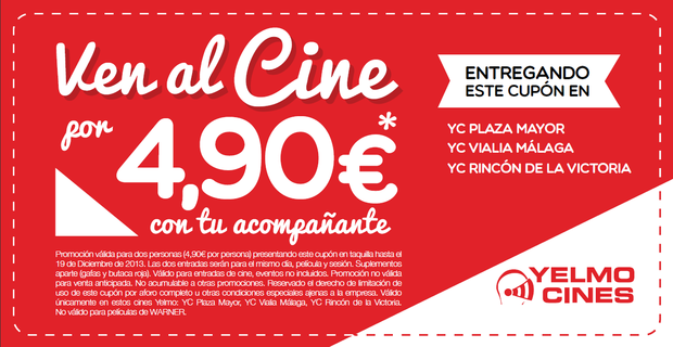 Prolongado el 4,90 para entradas de cine en Yelmo... Salvo títulos de Warner