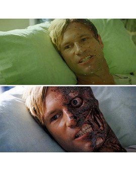 Escenas de cine y televisión antes y después de los efectos visuales.