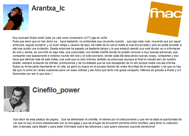 Arantxa_lc y Cinefilo_power - Ganadores de los cupones Fnac.es