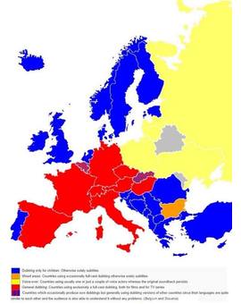 Mapa del doblaje en Europa