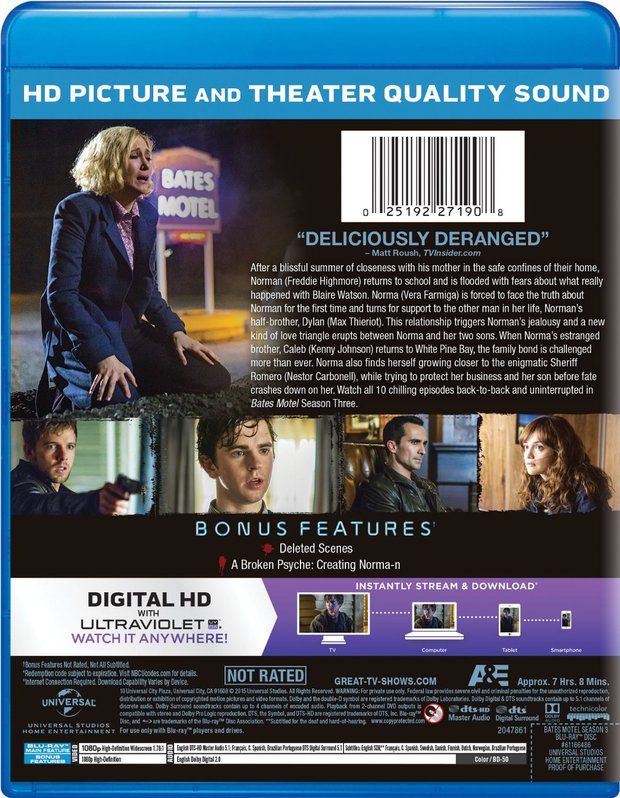 Bates Motel season 3 con castellano según Amazon.com