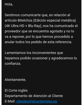 Otra cancelación !!