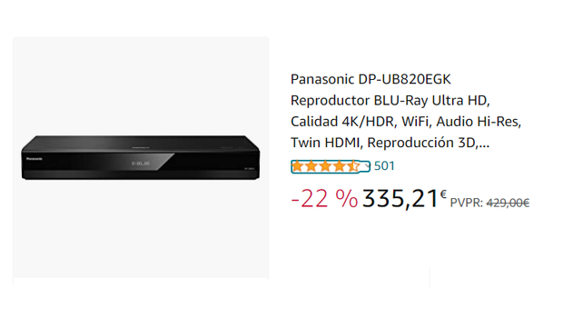 Panasonic 820 (4K DV/HDR, 3D, BD, Atmos, DTS X...) rebajado