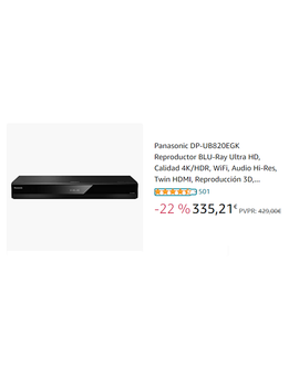 Panasonic 820 (4K DV/HDR, 3D, BD, Atmos, DTS X...) rebajado