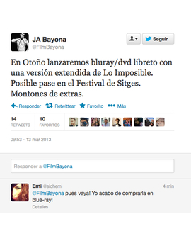 Aviso a los compradores del BD de Lo imposible