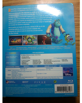 Contraportada Steelbook Monstruos University con el cartón explicativo