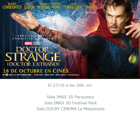 Prestreno Dr. Extraño en 3 salas Cinesa un día antes 