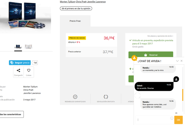 Según el chat de la Fnac, les aparece como lata...