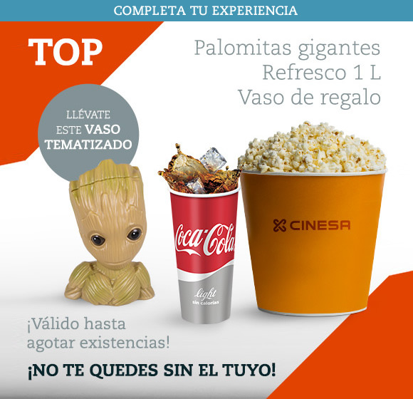 Vaso Groot con el menú en los Cinesa