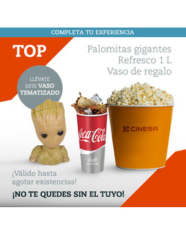Vaso Groot con el menú en los Cinesa