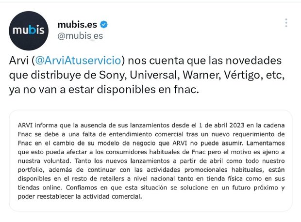 Las novedades de Sony, Universal, Warner, Vértigo no estarán en Fnac