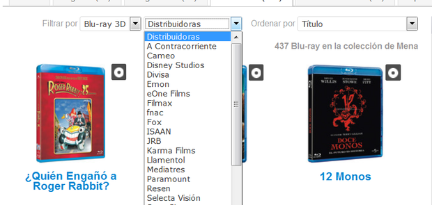 Filtros en la colección del usuario