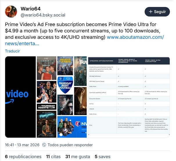 Habrá que pagar más por el "4K" en Prime Video