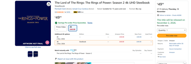 Los anillos del poder próximamente en 4k