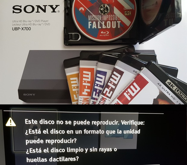 AYUDA: Error de lectura colección Misión: Imposible 4K con SONY UBP-X700