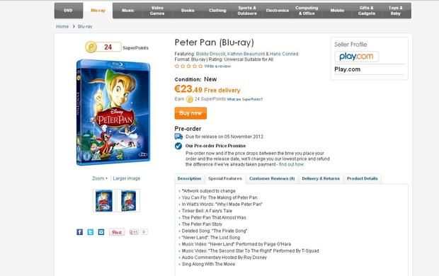 Extras edicion uk peter pan